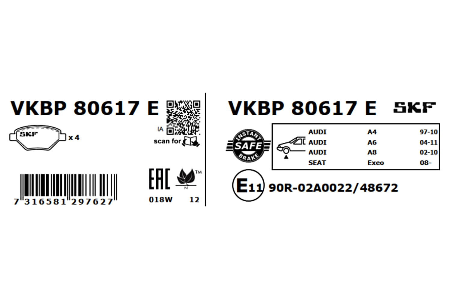 Placute frana SKF VKBP80617E